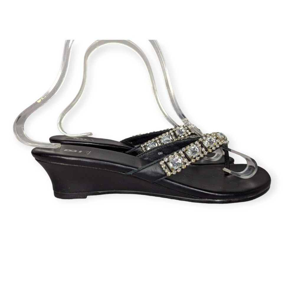 Bakers Rhinestone Black Leather Sandals Size 6M